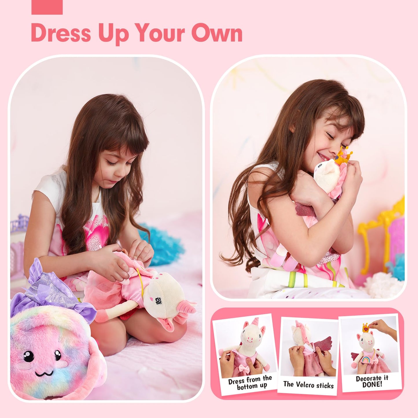 Unicorns Toys for Girls Age 4-6 Ballerina Doll Stuffed Animal Girl Toys Age 4-5 Ballet Dress up Doll with Plush Bag 4 Year Old Girl Birthday Gifts 5 Year Old Girls Dance Recital Gifts, Graduation Gift