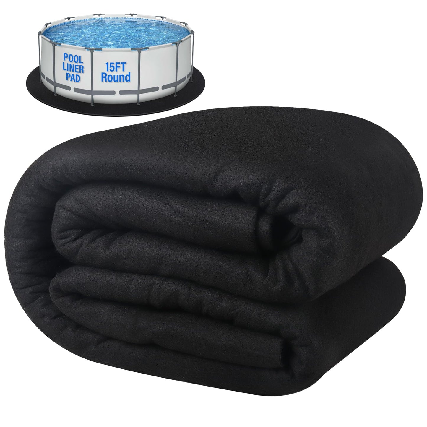 ACTREY 15 FT Pool Liner Pad for Above Swimming Pools,Pool Pad 350g/㎡ Pre-Cut Heavy Duty Outdoor Pool Pads|Double Density| Puncture Resistant|Seamless Durable Eco-Friendly for Padding & Protection