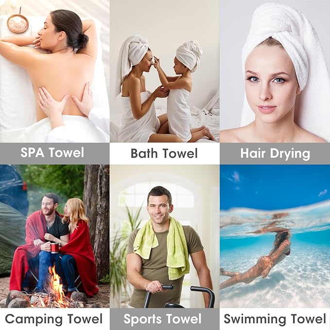 JML Bath Towel, Microfiber Bath Towels Set 4 Pack 30" x 60" - Large, Extra Absorbent, Quick Drying, No Fading, No Linting, Use for Hair Wrap, Bath, Swimming, Fitness, Sport, Yoga, Blue