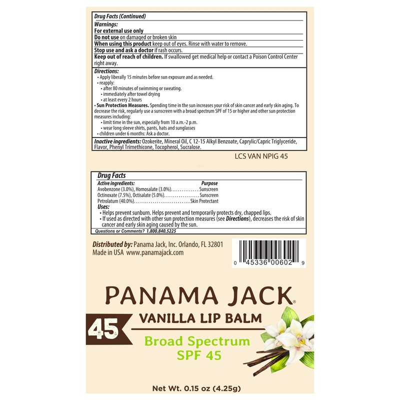 Panama Jack Sunscreen Lip Balm - SPF 45, Broad Spectrum UVA-UVB Sunscreen Protection, Prevents & Soothes Dry, Chapped Lips, Vanilla, 12-pack