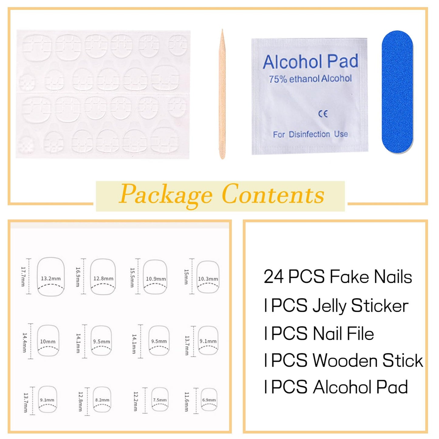 French Tip Press on Nails Short Square Fake Nails with Sunflower & Spot Designs Acrylic Nails Press ons Glossy Glue on Nails Nude Full Cover Artificial Stick on Nails for Women 24Pcs