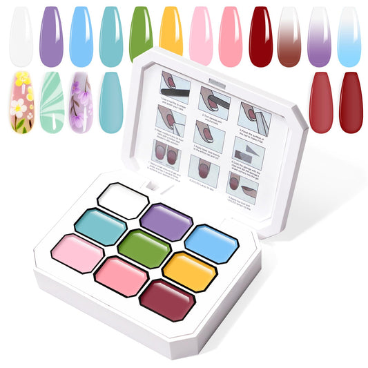U-Shinein Gradient Painting Gel, 9 Bright Colors Ombre Gel Nail Polish Light Pink Blue Summer Kit Sponging for Pigment Pat Nails Aura Nails French Manicure Soak Off UV Bloom Summer