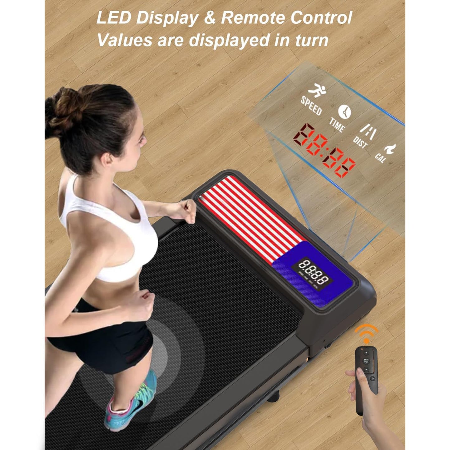 3 in 1 Treadmill, Walking Pad for Home/Office,Under Desk Walking Treadmill with Incline, Remote Control, APP and LED Display