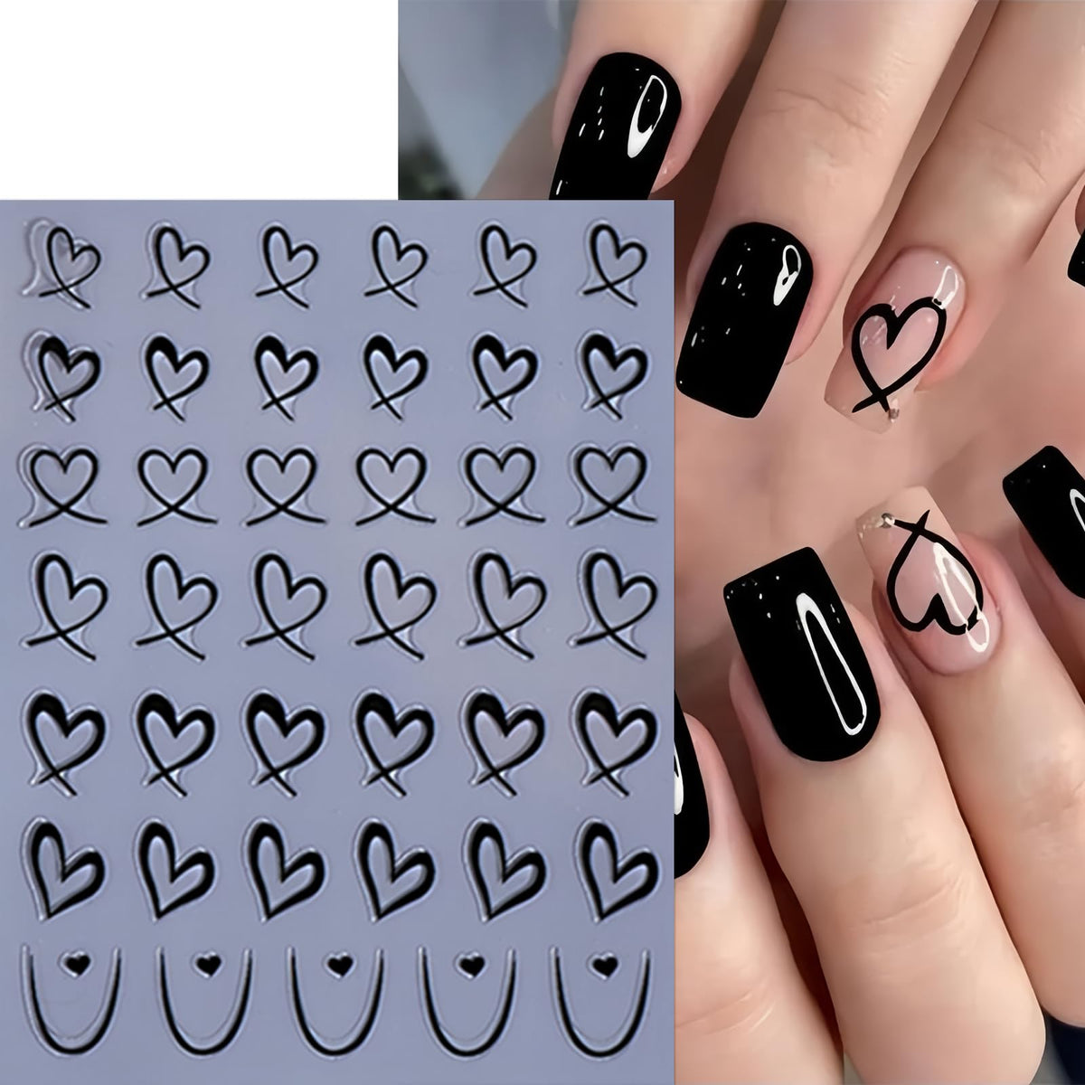 9 Sheets Valentines Day Nail Art Sticker Set 3D Self Adhesive Hearts Nail Decals Hollow Peach Heart Shaped Nail Design French Love Hearts Nail Supplies Valentine Sticker Charms Manicure Decoration