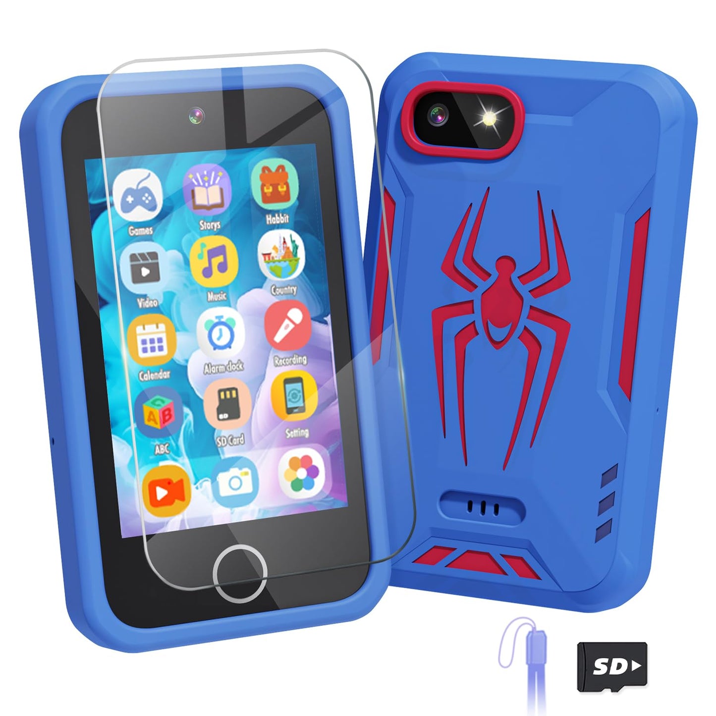 Kids Smart Phone, Spider Toys Phone for Boys 3 4 5 6 7 8 Years Old, Dual Camera, 3.5'' Touchscreen Kid Phones, Educational Toy for Toddler Kids Christmas Birthday Gifts, ABC Learning, Habit Tracker