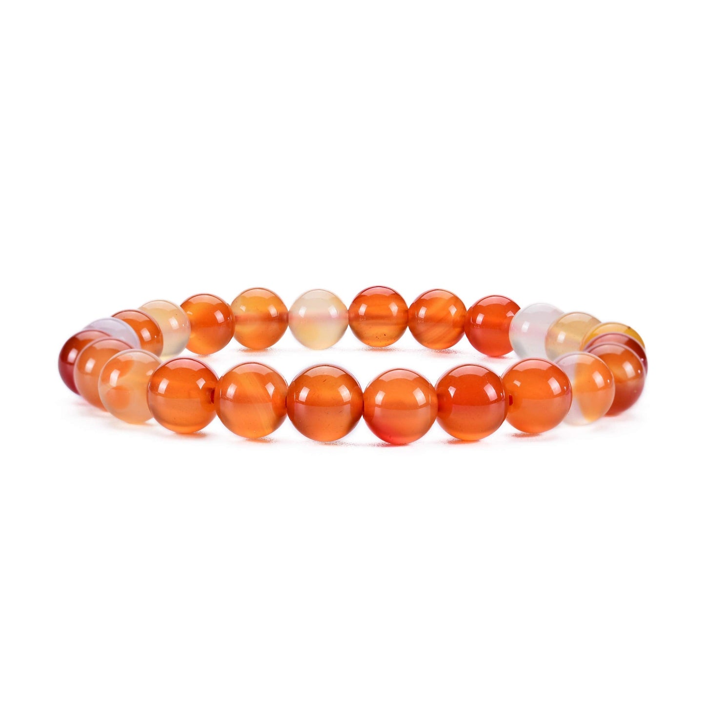 Cherry Tree Collection Carnelian Beaded Bracelet – Genuine 8mm Gemstone Stretch Bracelet for Men & Women – Handmade Crystal Bracelet - (Carnelian - S)