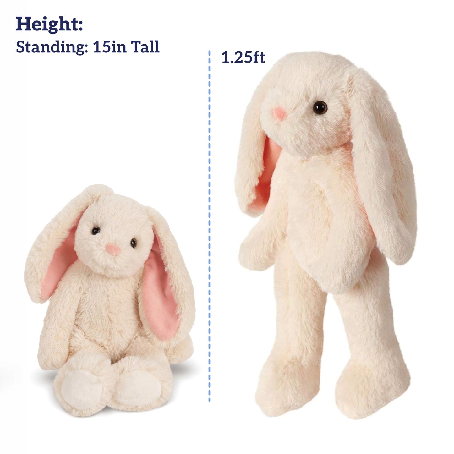 Vermont Teddy Bear Ivory Easter Bunny Stuffed Animal | 15 Inch Soft Plushies and Bunny Toys | Emotional Support Plush for Kids and Adults | Cuddly Buddy Collection Plushie for Snuggling