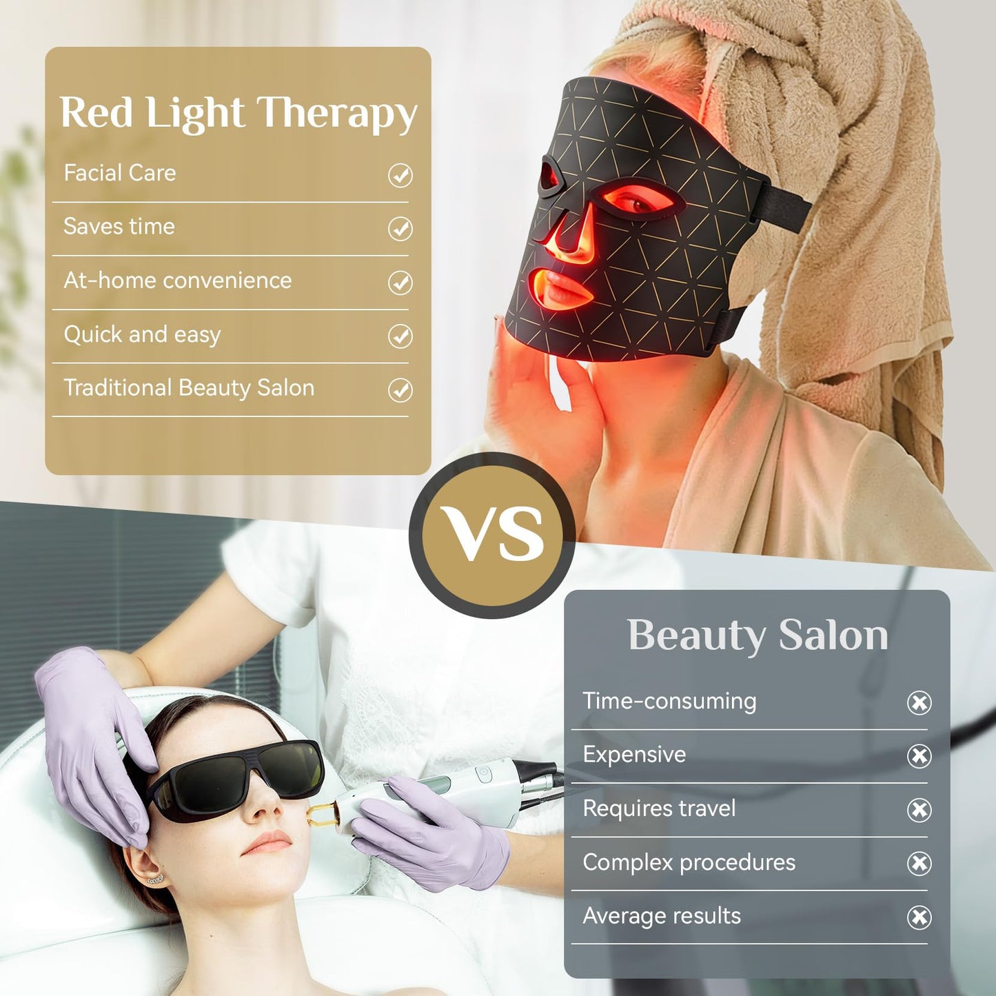 Red Light Therapy Mask for Face, LED Face Mask Light Therapy with Red 630±5nm & NIR 830nm, Body Beauty Machine for Care at Home