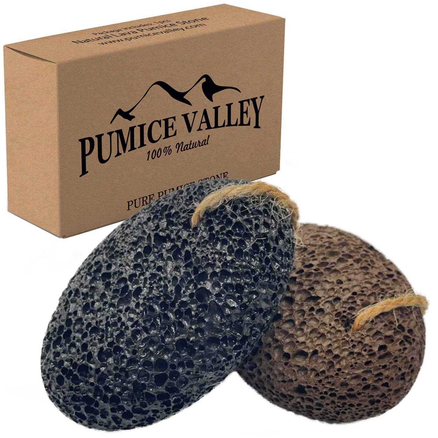 Pumice Stones for Feet - Natural Black Brown Earth Lava Stones Pack of 2 - Callus Corn Remover for Feet Heels and Palm - Pedicure Exfoliation Tool - Dry Dead Skin Scrubber - Health Foot Care