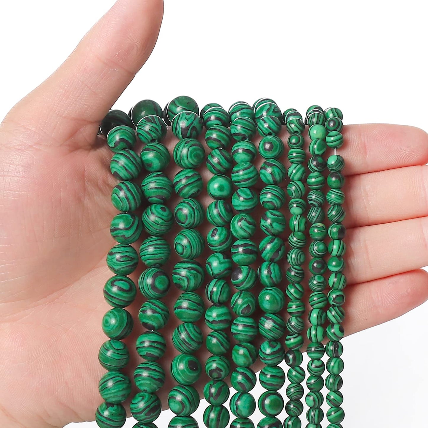 35pcs 10mm Malachite Loose Beads for Jewelry Making, Natural Semi Precious Beads Round Smooth Gemstone Spacer Beads Charms for Necklaces Bracelets