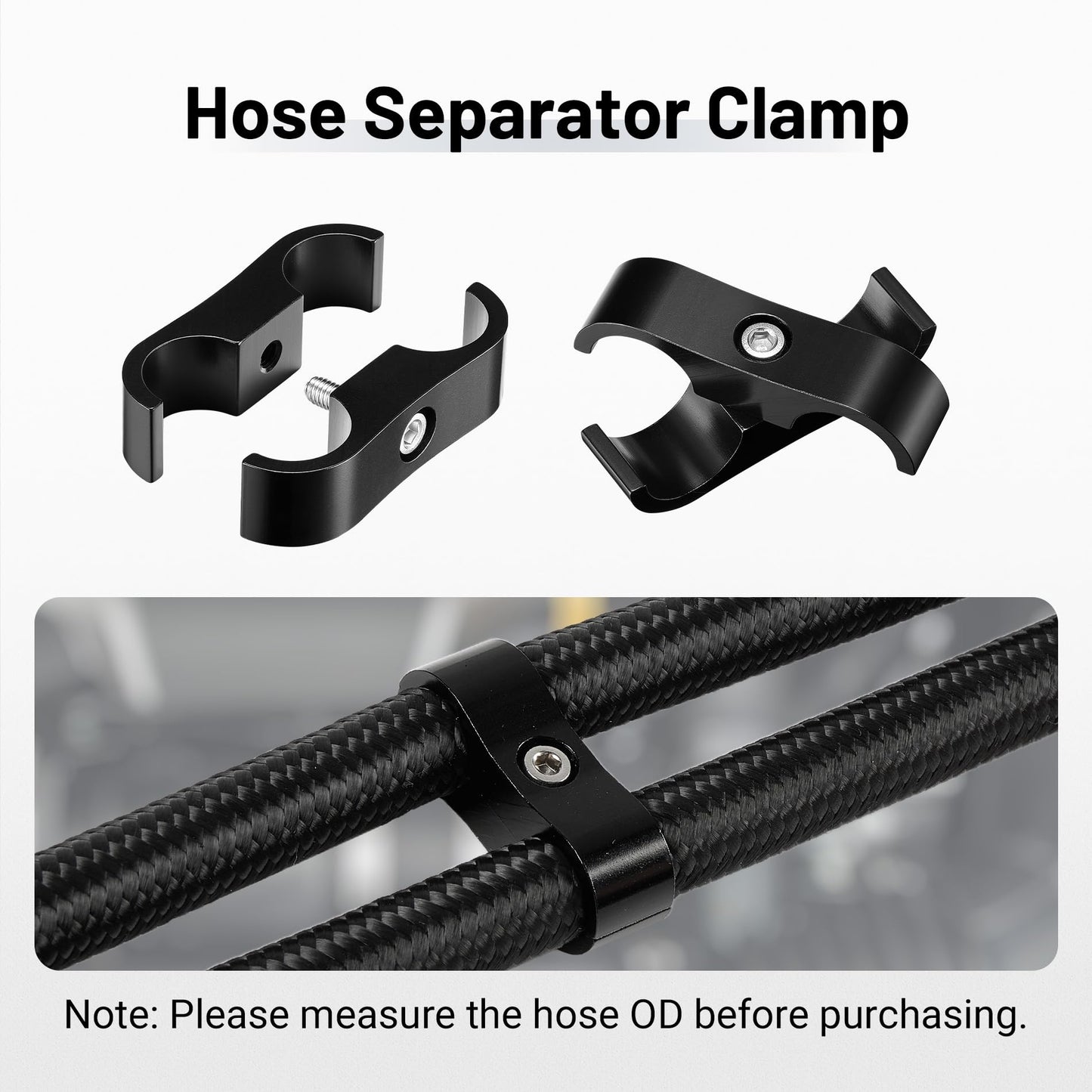 EVIL ENERGY 8AN Hose Separator Clamp, AN8 Fuel Line Mounting Clamp Aluminum Black 4PCS
