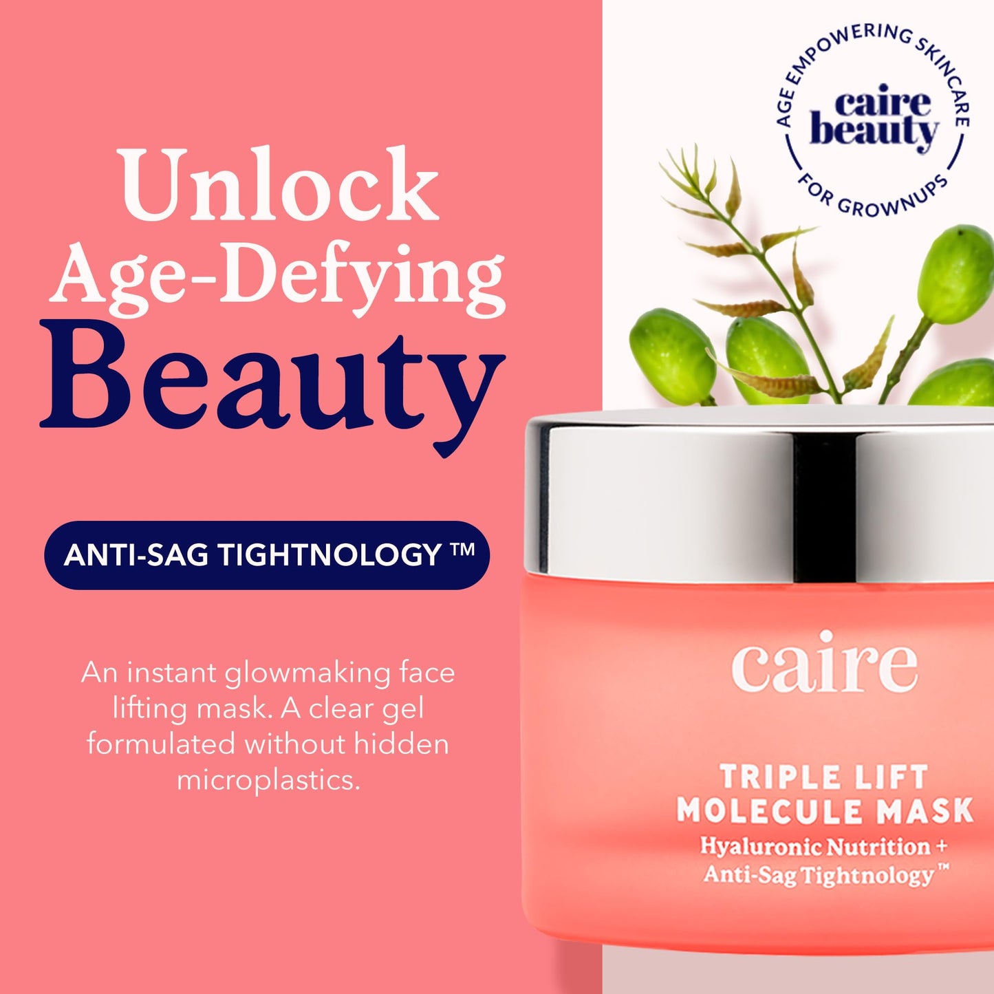 Caire Beauty Anti Aging Hyaluronic Acid Gel Cream Face Lift Molecule Mask, Skin Lift Gel Moisturizer For Face, Neck and Chest -15ml