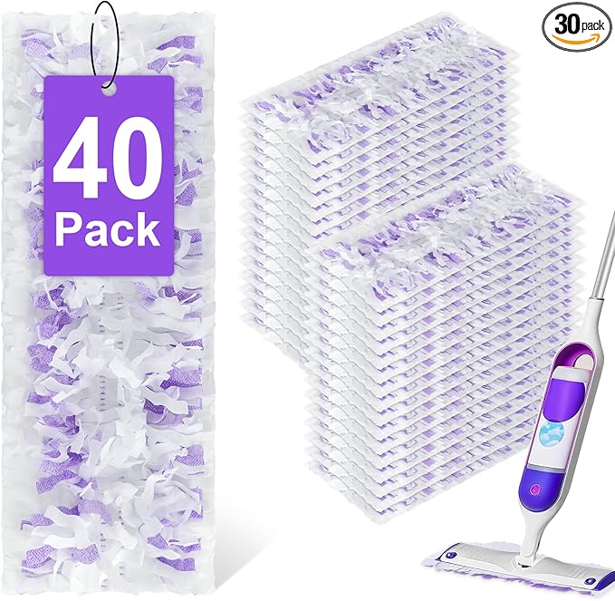 40 Pack Power Mop Refills for Swiffer Power Mopï¼Unscented&Thickened Multi-Surface and Wood Spray Mops for Floor Cleaning