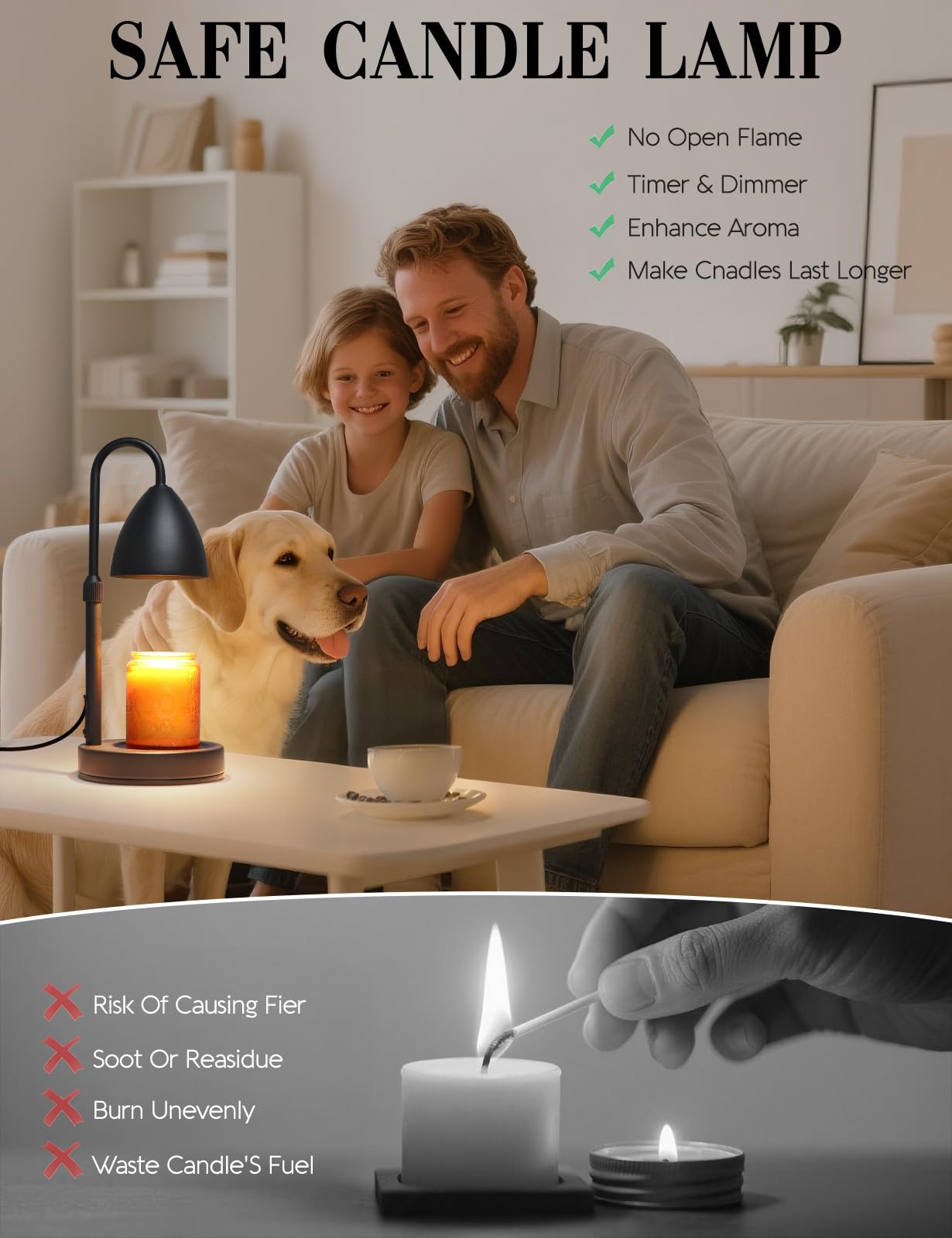 MRSZIRUI Candle Warmer Lamp with Timer Dimmable, Lamp Candle Warmer Birthday Gifts for Women, Black Adjustable Wax Melter Warmer for Jar Candles, House Warming Gift Home Decor