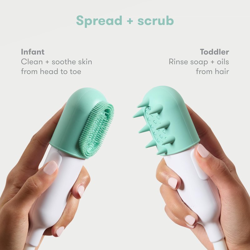 Frida Baby Control The Flow Bathtub Sprayer Attachment for Baby Bathtub, Shower Head with Scalp Massager, Control Waterflow with 2 Pressure Modes