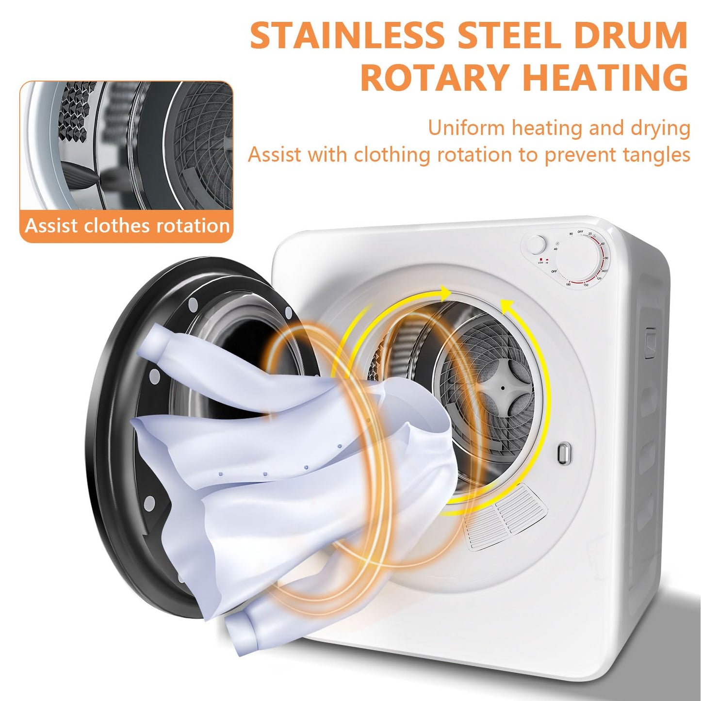DOGHLY Portable 32Lbs Twin Tub Washer + 1.8 Cu.Ft Dryer Combo, 20Lbs Washing & 12Lbs Spinning, 5 Modes Rotary Heating Dryer, Stainless Steel Drum, Washer and Dryer Combo Set for Apartment, Dorm, RV
