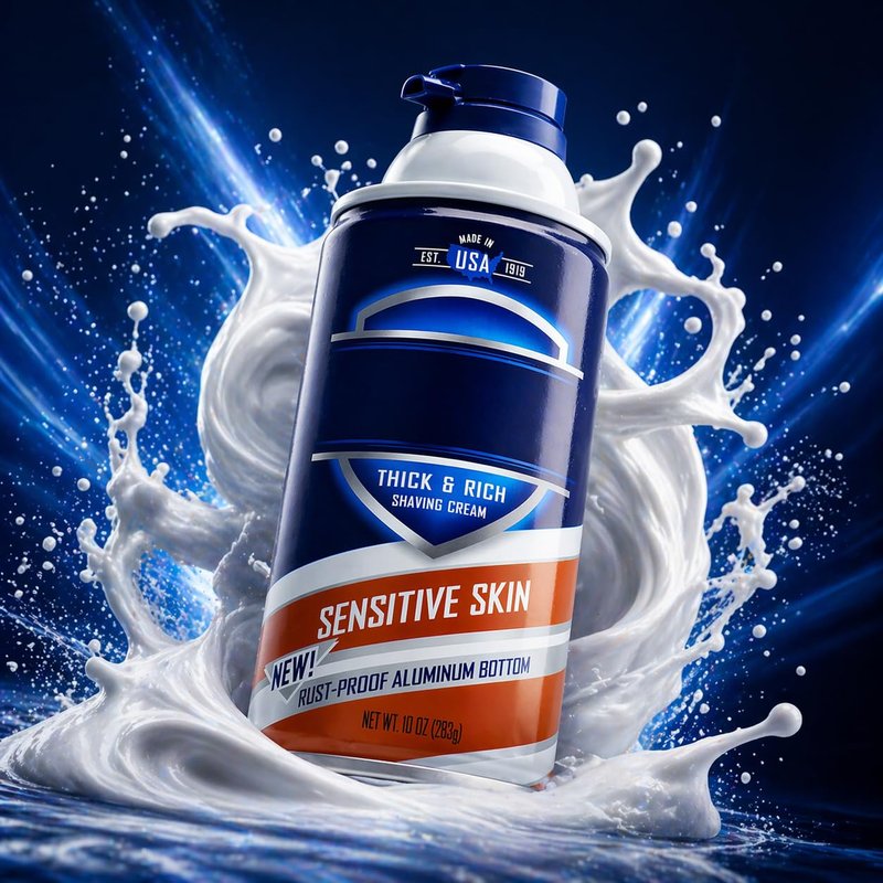 Sensitive Skin Thick & Rich Shaving Cream for Men, Smooth Glide Formula for Comfortable Shave, Helps Reduce Razor Drag, Easy Rinse, 10 oz