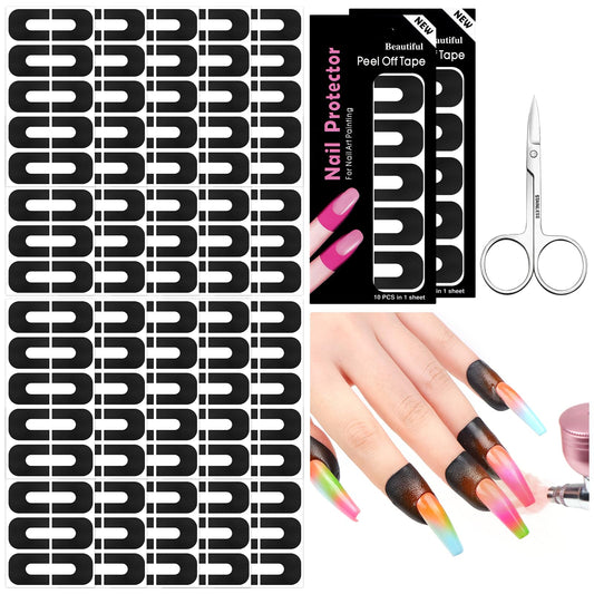 SAVILAND Nail Polish Protector for Fingers: 100PCS U V Protection U-Shaped Nail Protector Cuticle Protector for Nails Painting Peel Off Nails Tape for Airbrush Gel Polish Nail Art
