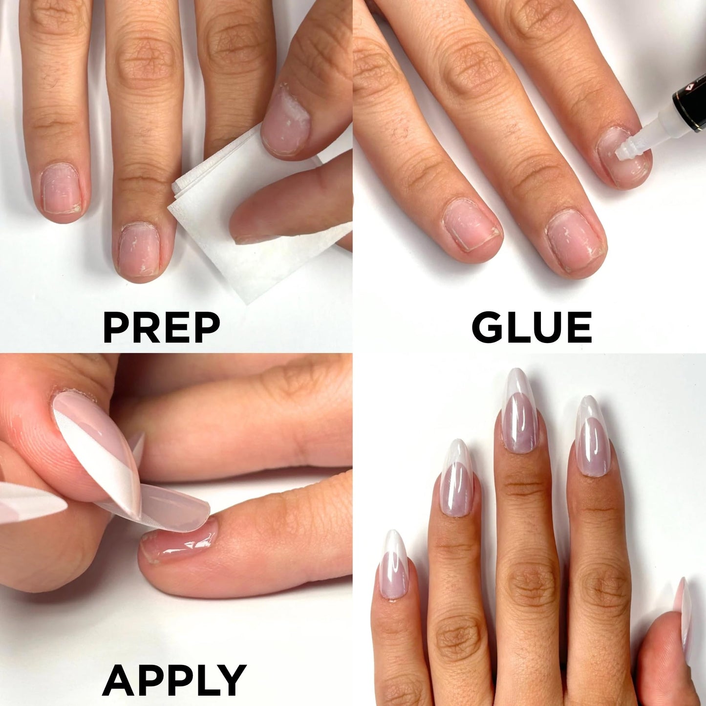V FRENCH Press-On Nails by Lavaa Beauty | Medium Almond | French Tip Almond Nails