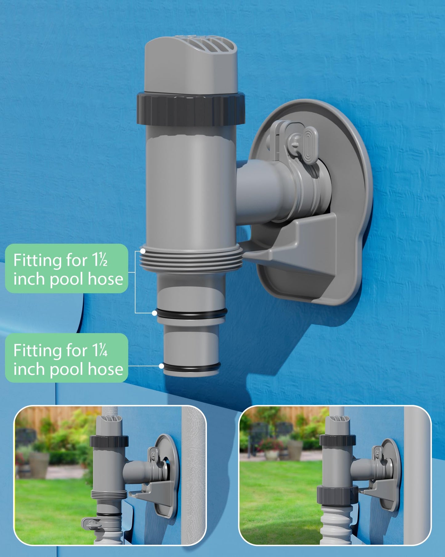 SHAPON Above Ground Swimming Pool Plunger Valve & Swimming Pool Pipe Holder Set- Replacement Pool Accessories Compatible with Intex Pools (2 Each)