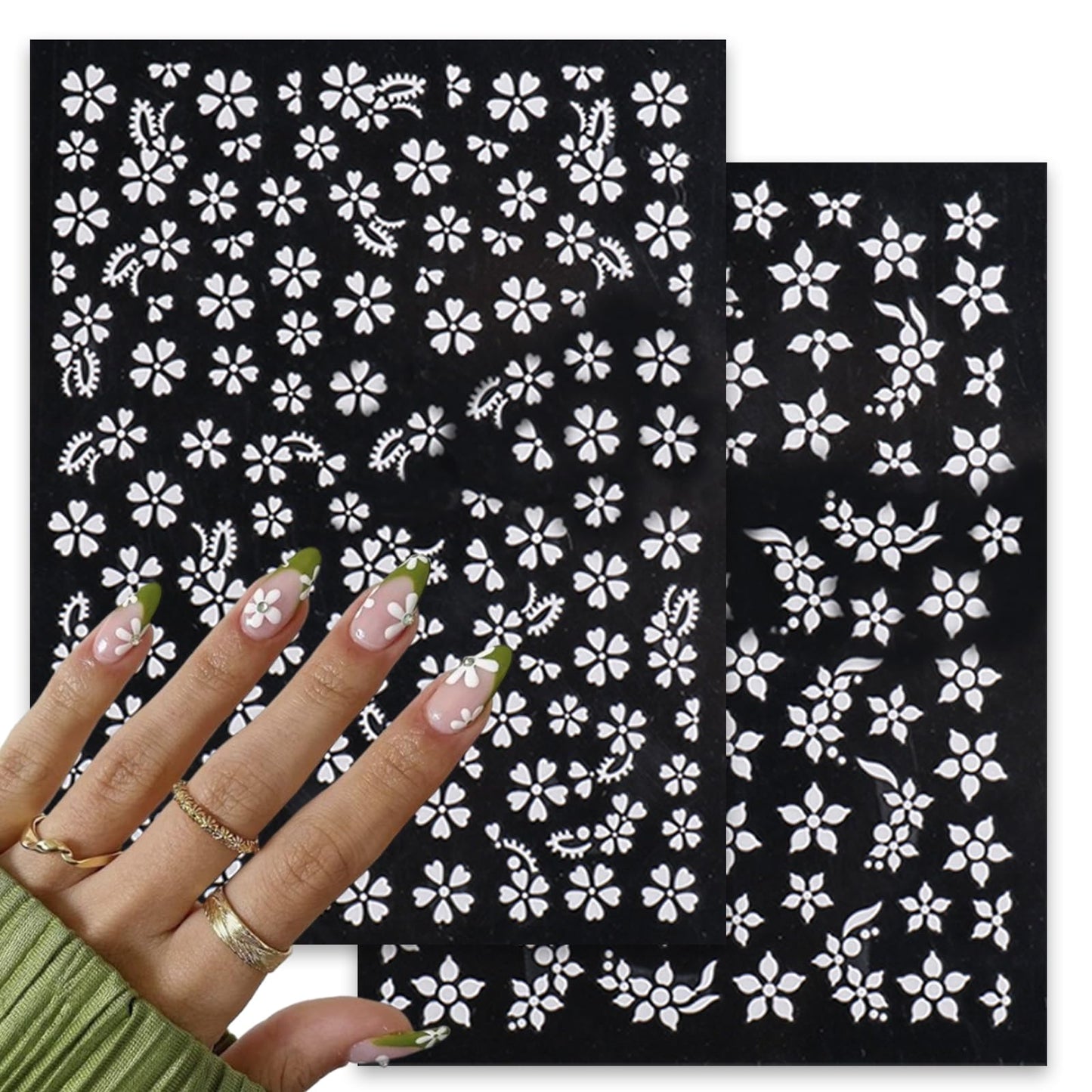 6Sheets Summer Flower Nail Art Stickers 3D Self-Adhesive Holographic Cherry Blossoms Design Nail Stickers Peach Blossoms Nail Supplies for Women DIY Floral Nail Art Decor