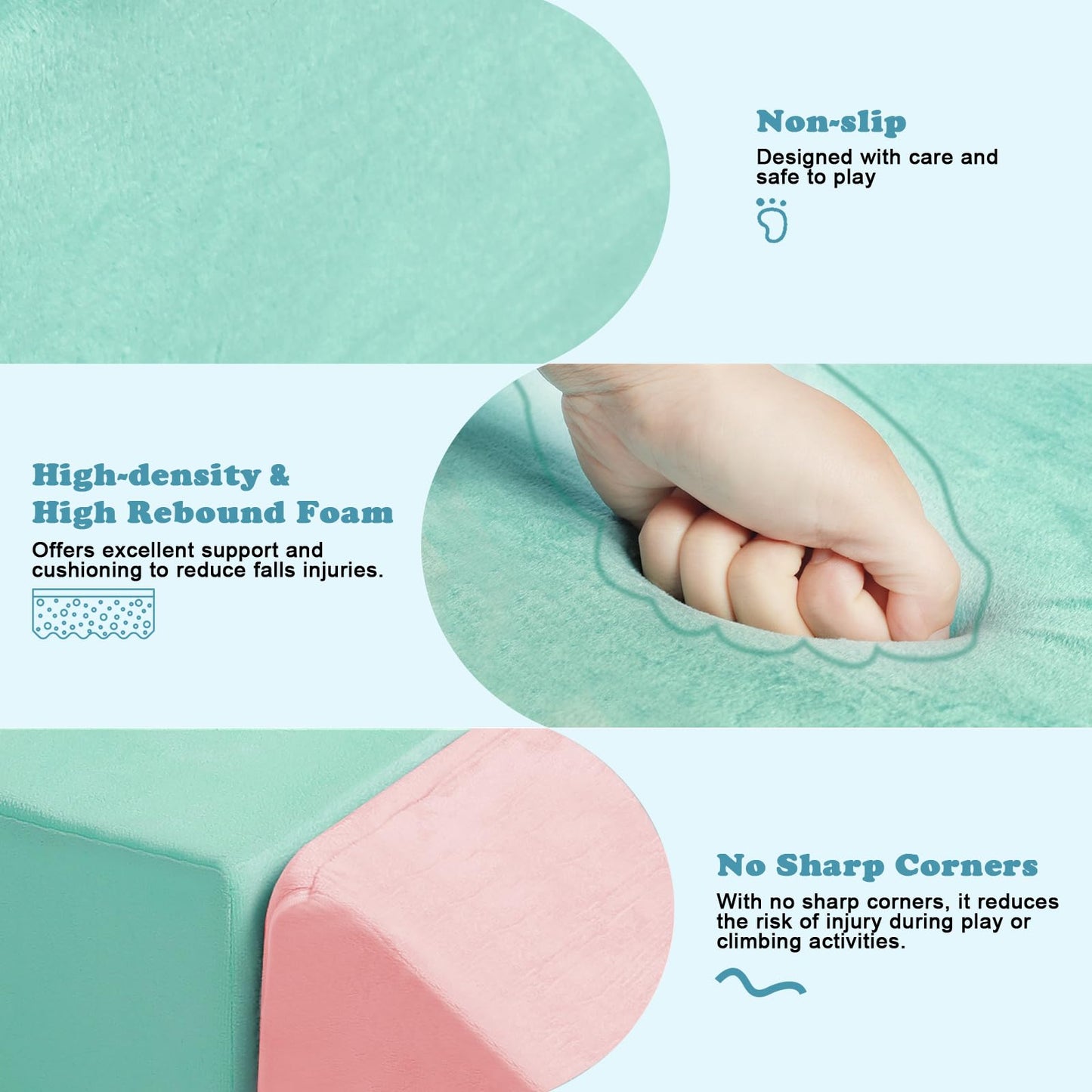 HHH HIKECUCAN Climbing Toys for Toddlers 1-3, Foam Climb Blocks for Baby，4-Piece Baby Climbing Crawling Toys Soft Foam Blocks Activity Play Set (4-Piece)