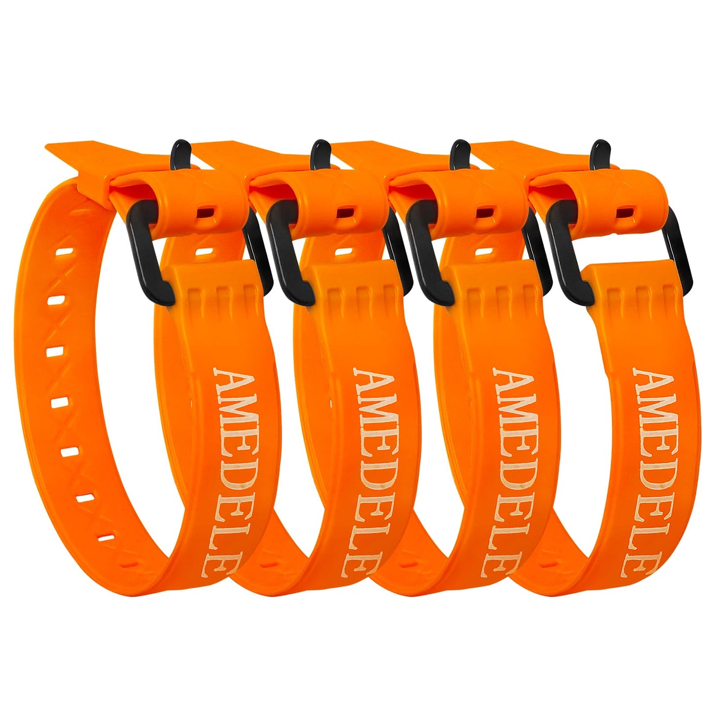 AMEDELE 4 Pack Lashing Straps with Buckles,Adjustable Utility Tension Straps,Simple Tie-Downs Straps for Securing Bike Moto Luggage,Garden Hoses,Skis,Wires and Cables,Orange,22""