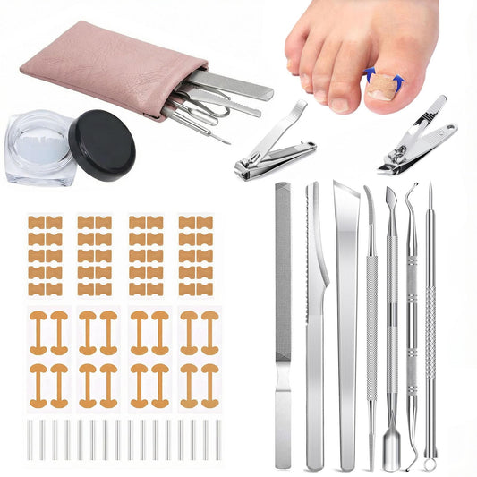 Ingrown Toenail Corrector Kit with File & Lift Tools, Professional Pedicure Care for Ingrown Nails, Toenail Correction Set for Men, Women and Elderly at Home – Complete Toenail Maintenance Tool
