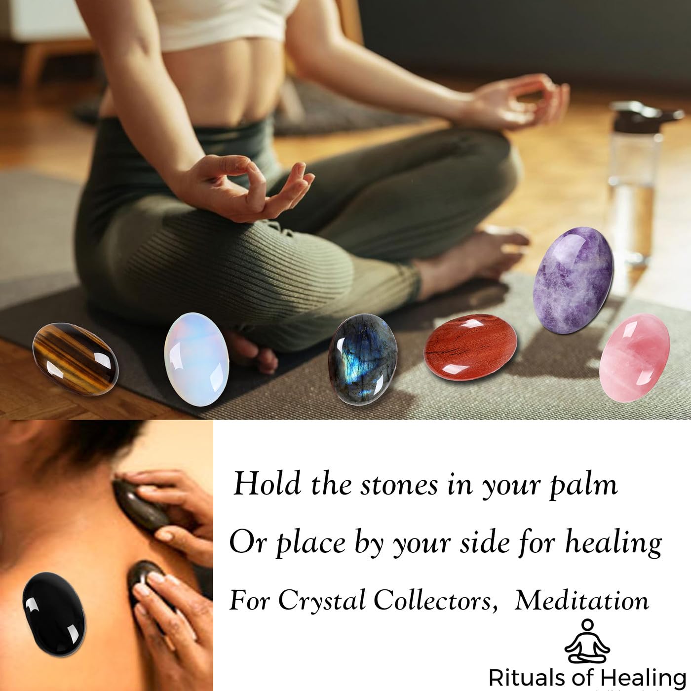 MAIBAOTA 2.4" Large Black Obsidian Crystal Stone Polished Palm Stone Healing Crystals 0.7" Thick Natural Reiki Gemstone Worry Stone Energy Balancing Anxiety Stress Relief Meditation 1 Pc