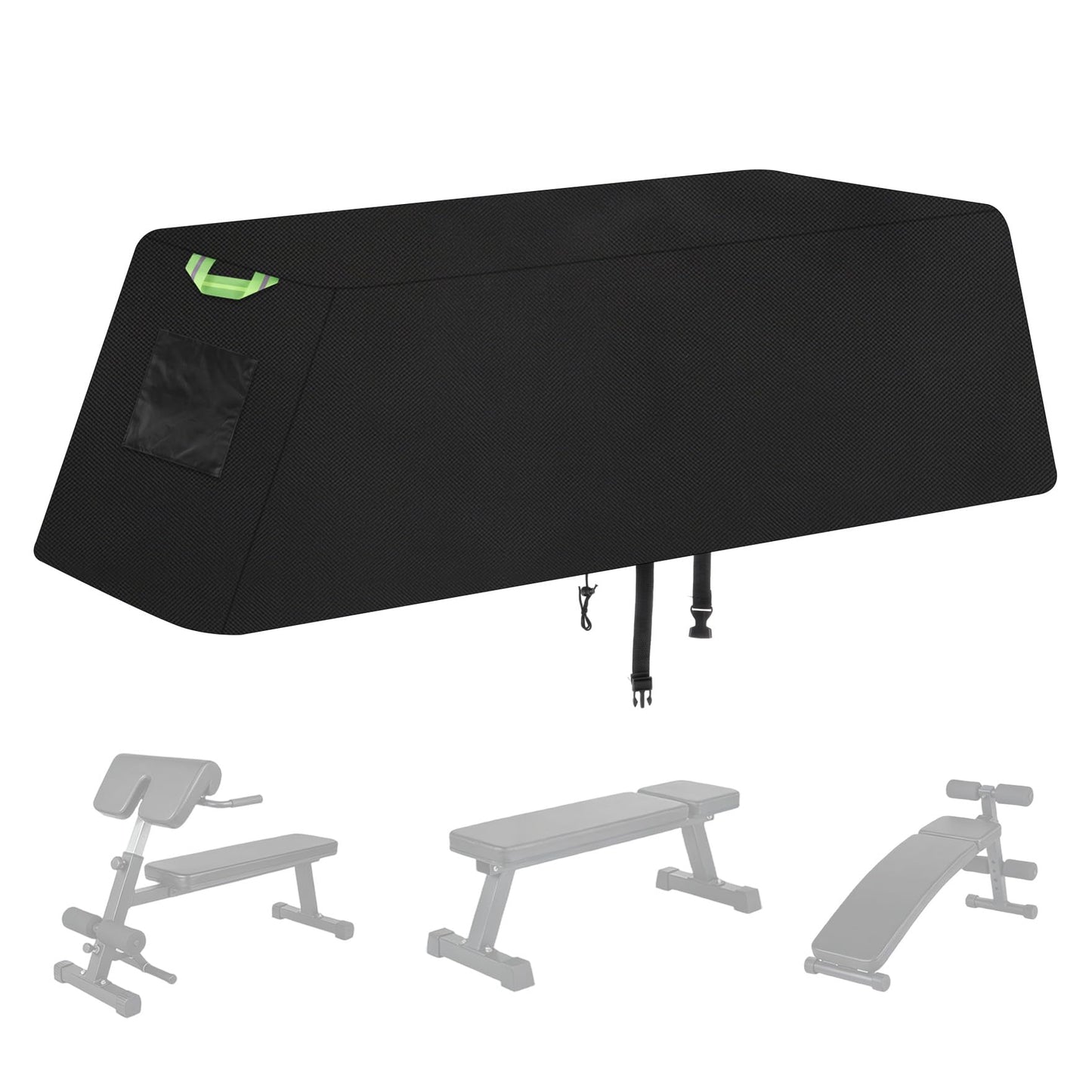 Klmnop Weight Bench Cover, Waterproof 420D Oxford Exercise Workout Bench Cover for Sit-up Board Flat Lifting Benches, Windproof with Drawstring & Fluorescent Handles, 51"x24""x18""(Black)"
