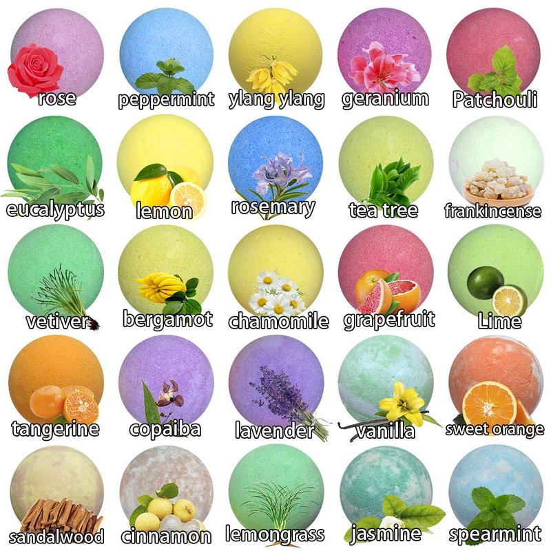 Pure Parker Natural Bath Bombs Bulk 50 Pack with Essential Oils - Moisturizing Gift Set for Women with Shea Butter - Individually Wrapped for Freshness
