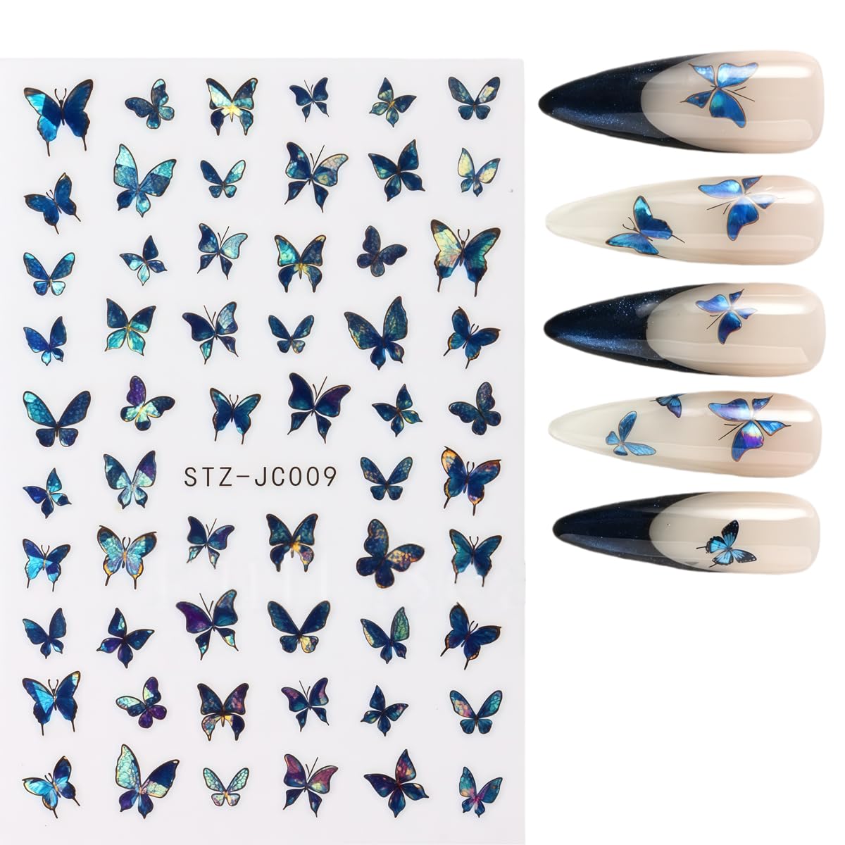6 Sheets Flower Nail Stickers for Nail Art Spring Nail Decals 5D Self-Adhesive Glitter Butterfly Nail Design Summer Nails Supplies for Women Girls DIY Nail Art Decor