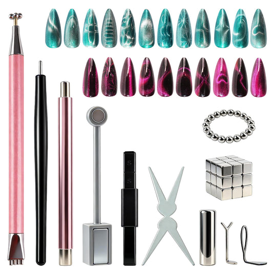 heemeei 56Pcs Cat Eye Magnet for Nails, Cat Eye Gel Nail Polish Magnet Set, Strong Magnetic Nail Polish Magnets for Nail Art, Heart Nail Design Tools Magnets for Salon & Home DIY Accessories