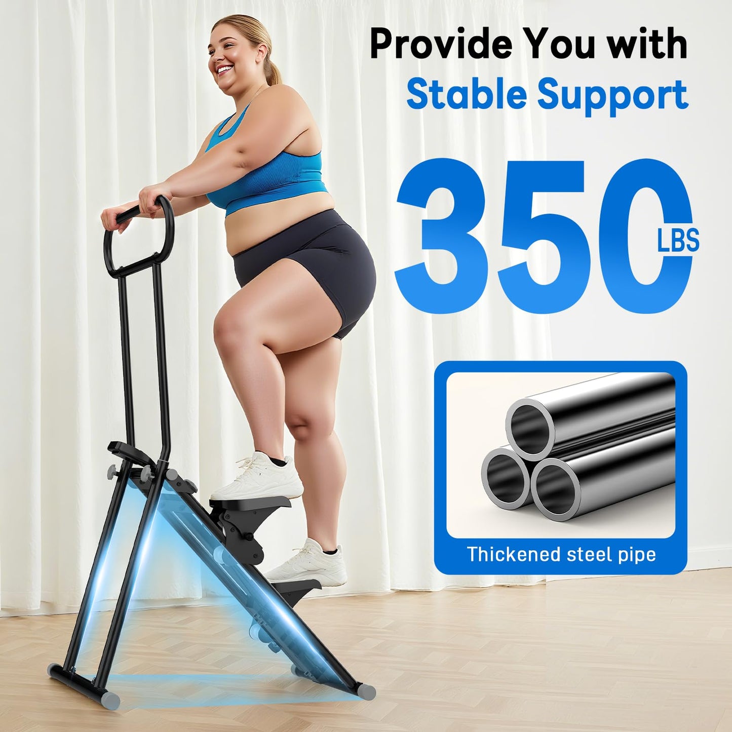 ERGOLIFE Stair Stepper with 6-Level Adjustable Resistance, 350lbs Upgrade Foldable Stairmaster Machine for Home Gym Workout, Cardio Stair Climber with Low Noise (Black)