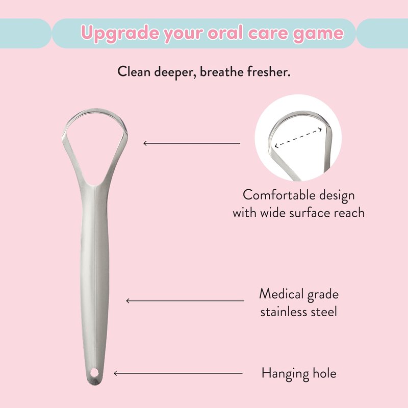 Éclat Stainless Steel Tongue Scraper with Travel Case, Tongue Cleaner for Fresh Breath & Oral Hygiene, Flexible, Durable, Easy-to-Use, Non-Irritating for Oral Care (Combo (U + Looped))