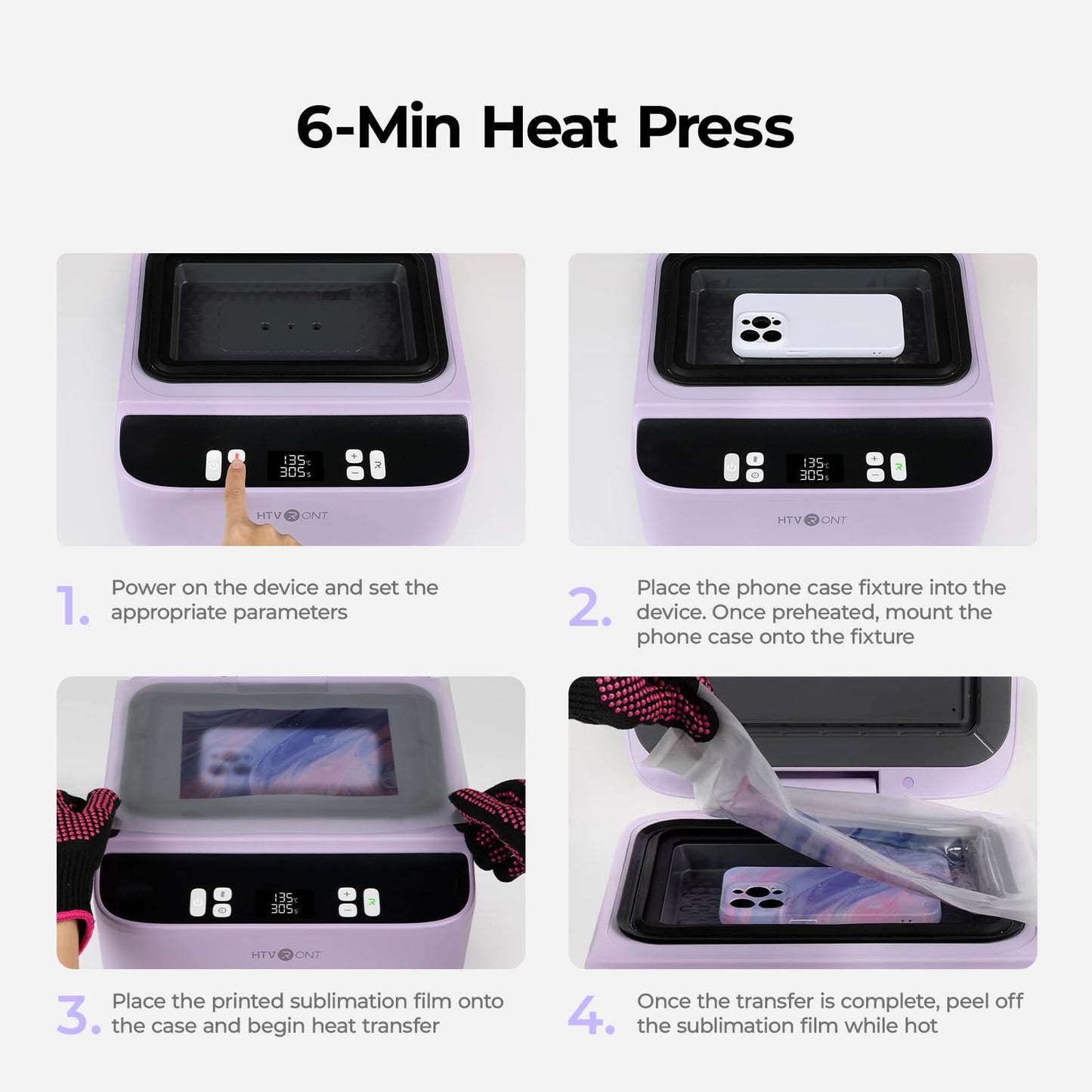 HTVRONT Phone Case Heat Press Machine - Phone Case Auto Heat Press with 3D Vacuum Heat, Precise Temperature Sublimation Phone Case Press Machine for Badges, Coasters, etc. (Compatible with iPhone)