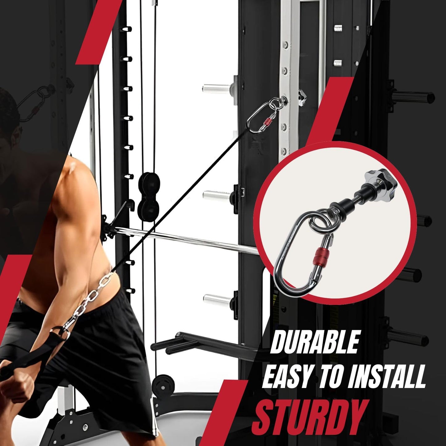 Squat Rack Attachments for Strength Training Equipment | Attachments for Power Cages & Squat Racks | Fits 2"x2"" & 3""x3"" Frames (1/2"" & 1"" Holes) | Ideal for Resistance Bands & TRX Training (2 PACK)"