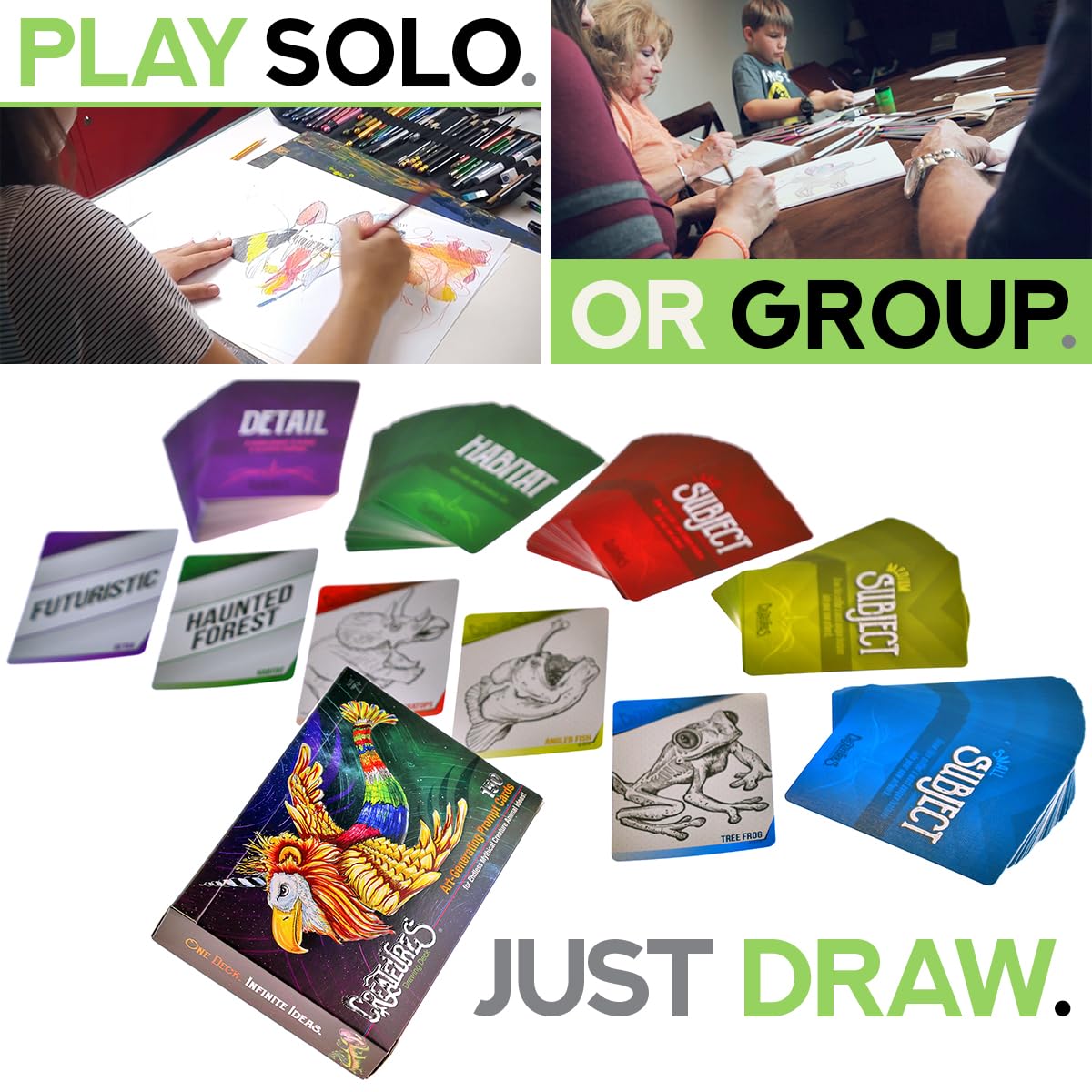 Mythical Creatures Art Prompts Card Game — 150 Drawing Prompt Cards, Millions of Mash-Ups — Imagination Game for Kids, Tweens, Teens & Families — Classroom & Homeschool Creativity Activity