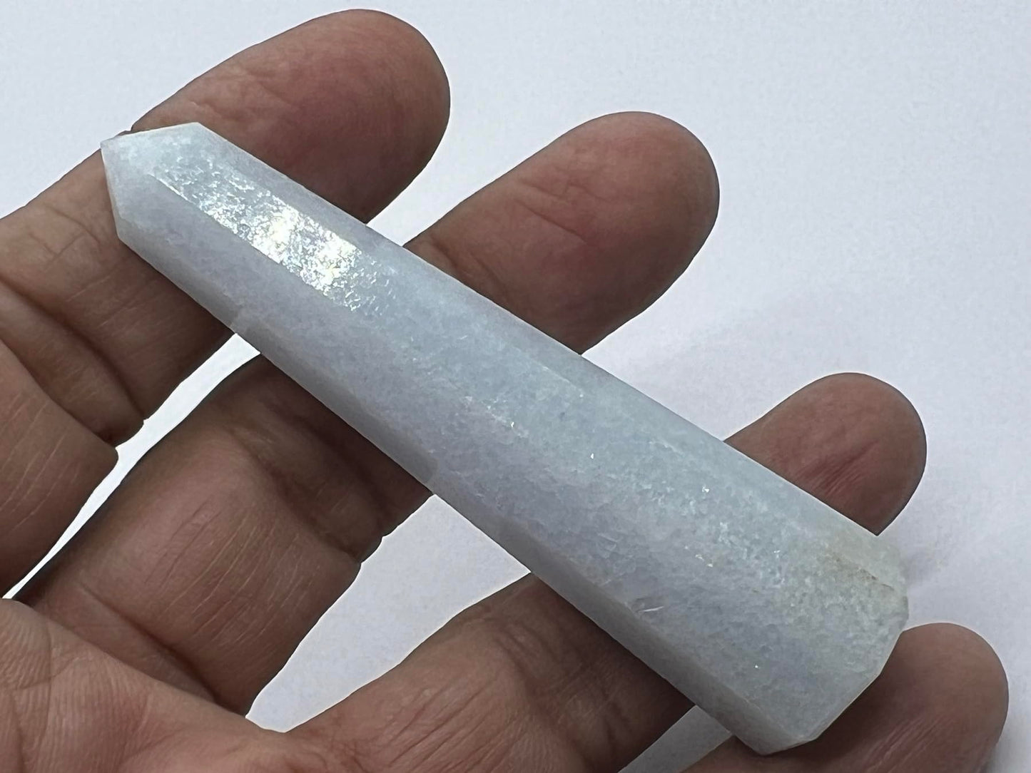 Blue Calcite 3 Inch Gemstones Obelisk Tower Jumbo Facet Aura Rock Crystal Natural Polished Earth Wand Spirit