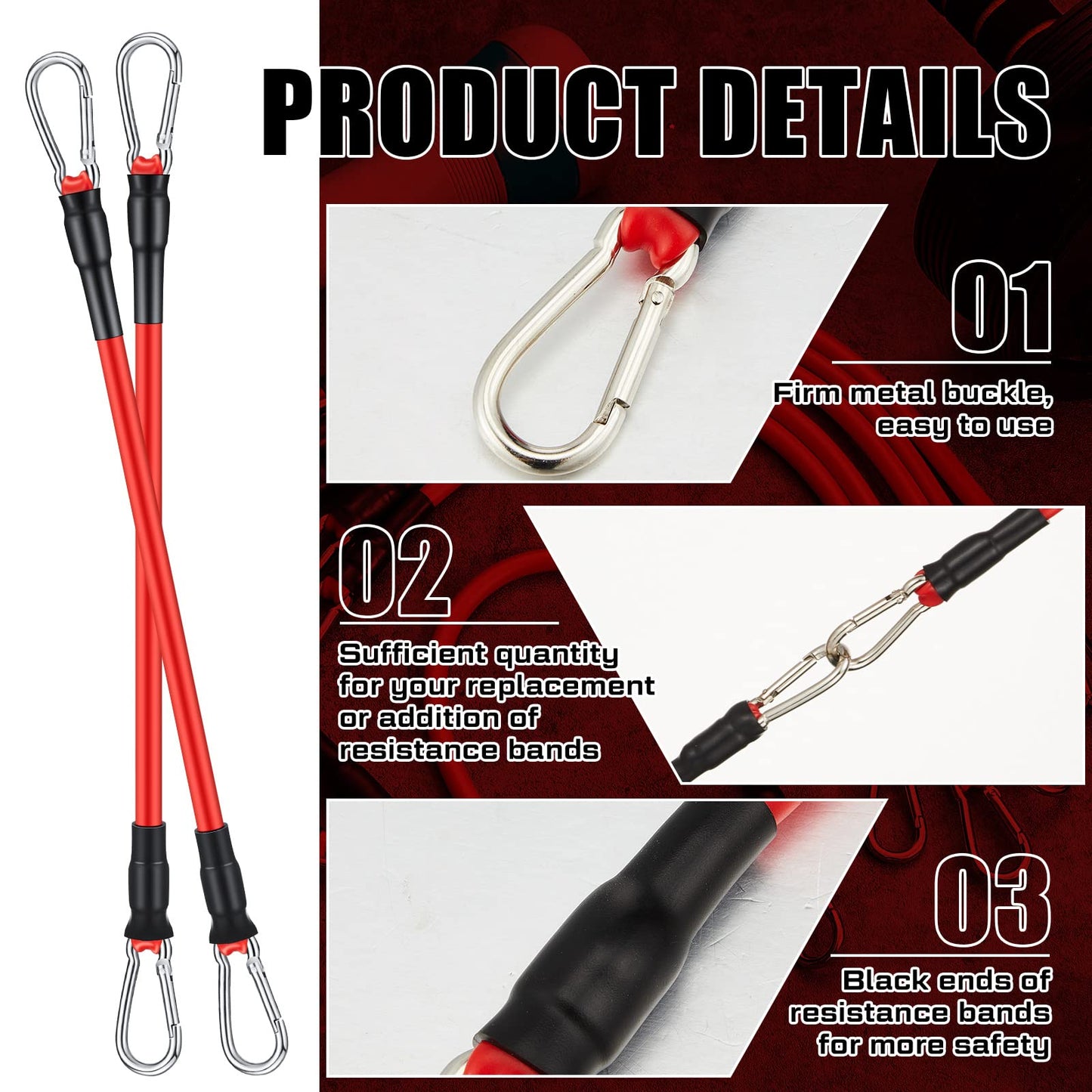 Liliful 8 pcs Resistance Bands for Working Out Additional Exercise Bands for Replacement Workout Equipment Elastic Stretch Legs Ankle Straps for Men Women Strength Training Fitness Gym Home, Red