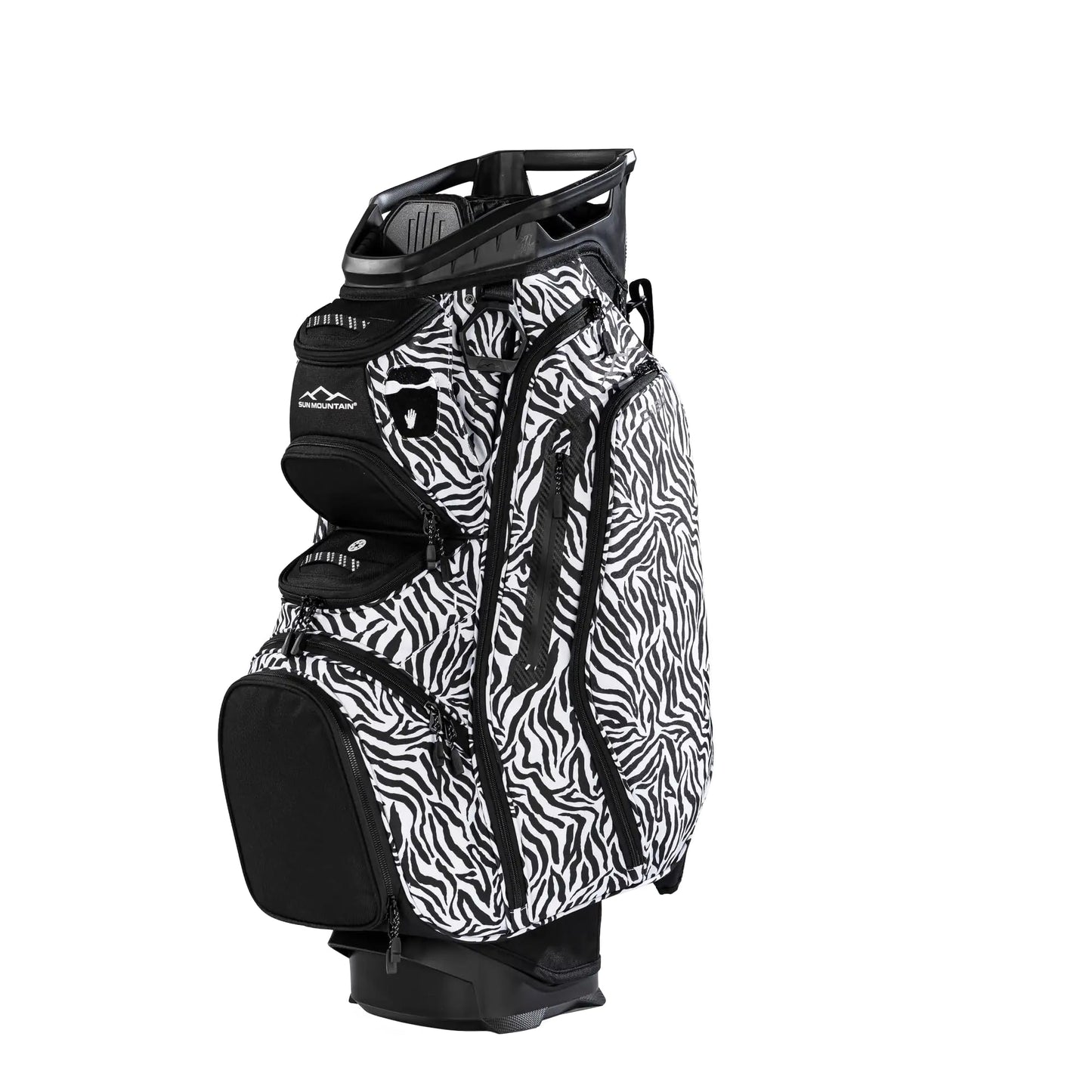Sun Mountain Women's C130 Lightweight Cart Golf Bag 14-Way Top - 11 Pockets, Smart Dual Strap System, Push-Electric-Riding Cart Compatible Compression Base, 2026 Model - Black-Zebra