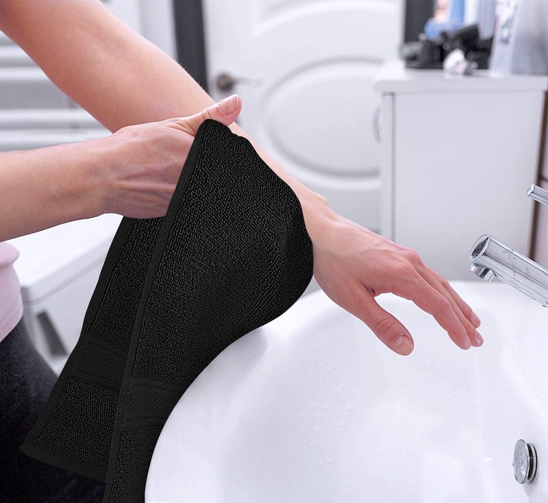 Utopia Towels 6 Pack Premium Hand Towels Set, 16 by 28 inches, 100% Ring Spun Cotton, Ultra Soft and Highly Absorbent 600GSM Towels for Bathroom, Gym, Shower, Hotel, and Spa, Black