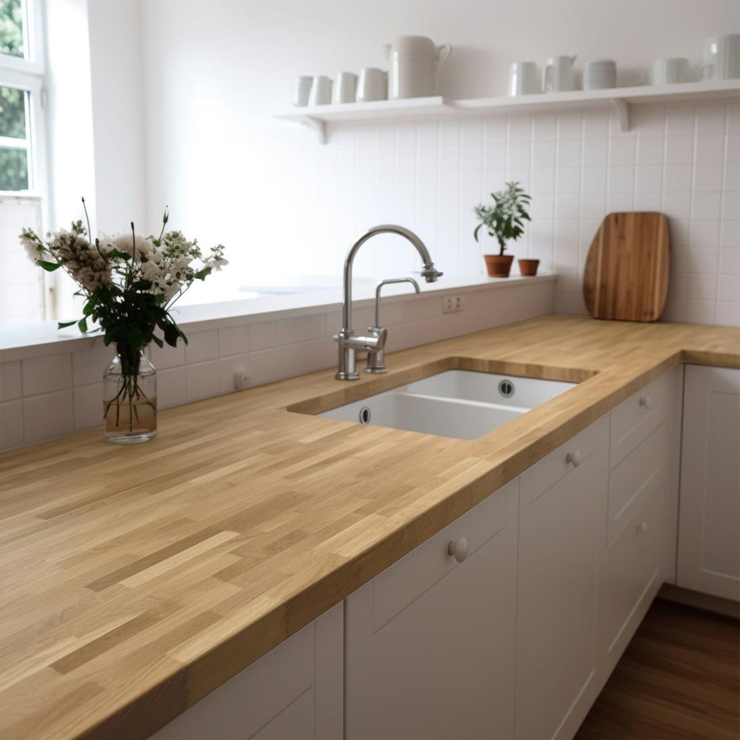 Butcher Block Countertop Wood Tabletop - Premium 6ft Solid Hardwood Plank for DIY Kitchen Island, Countertop, Coffee Bar and Desk with Natural Unfinished Birch Finish, 72"x25"x1.5"