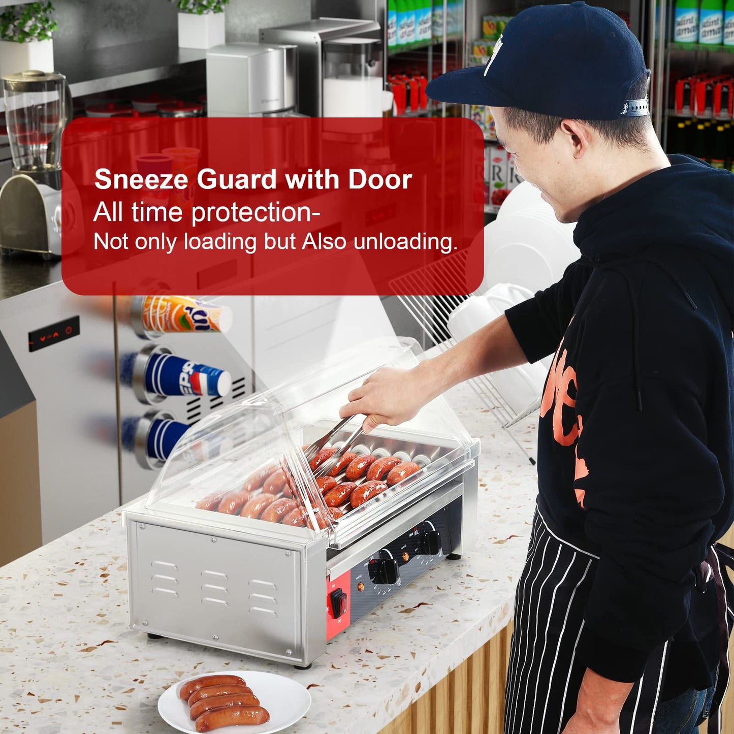 Hot Dog 7 Roller and Commercial Double Deck 16 inch Countertop Electric Pizza Oven