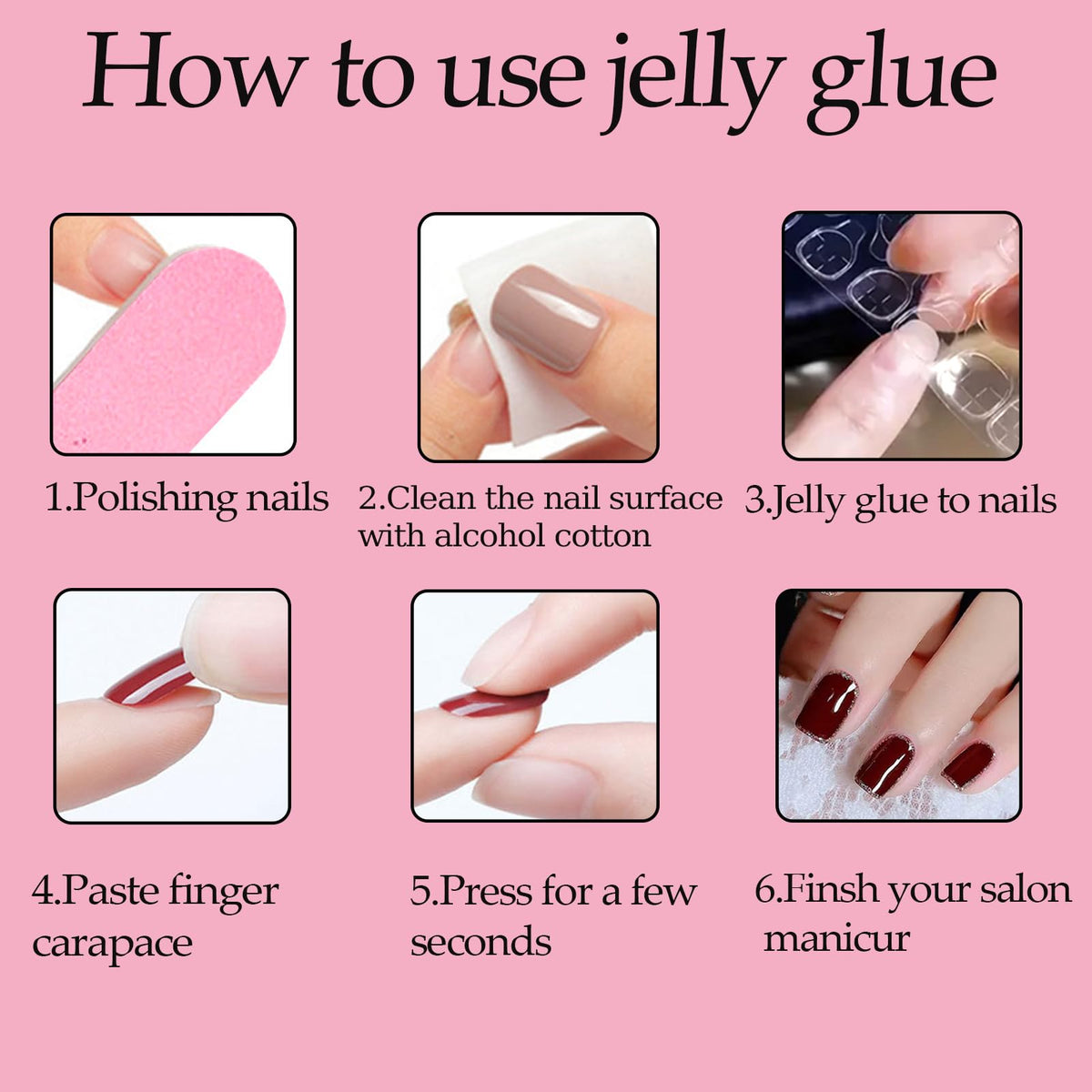 Square Press on Nails 24PCS French Short False Nails Full Cover With Designs Fake Nail Kit Reusable Glossy Artificial Fake Fingernails Acrylic Cute Fale Nails For Women Girls Manicure