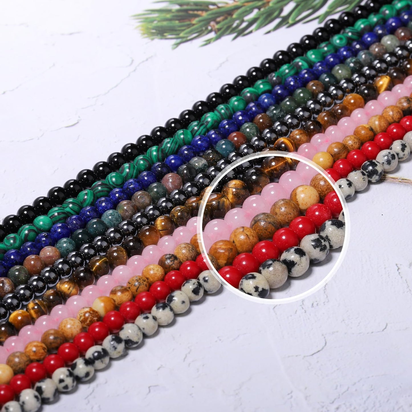 Songxi 90pcs 4mm Green Peacock Natural Round Stone Beads for Jewelry Making, Smooth Loose Small Gemstone Beads for Bracelets Necklace, Chakra Stones with Energy Power