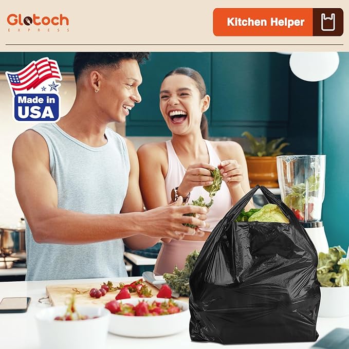 Glotoch 10000 (10K) Count Plastic T-shirt Bags Plain Black, 11.5 x 6.5 x 21" Grocery Shopping Bags with Handles for Restaurant, Retail, Takeout, Convenience Stores, Kitchen Trash, in Bulk Business
