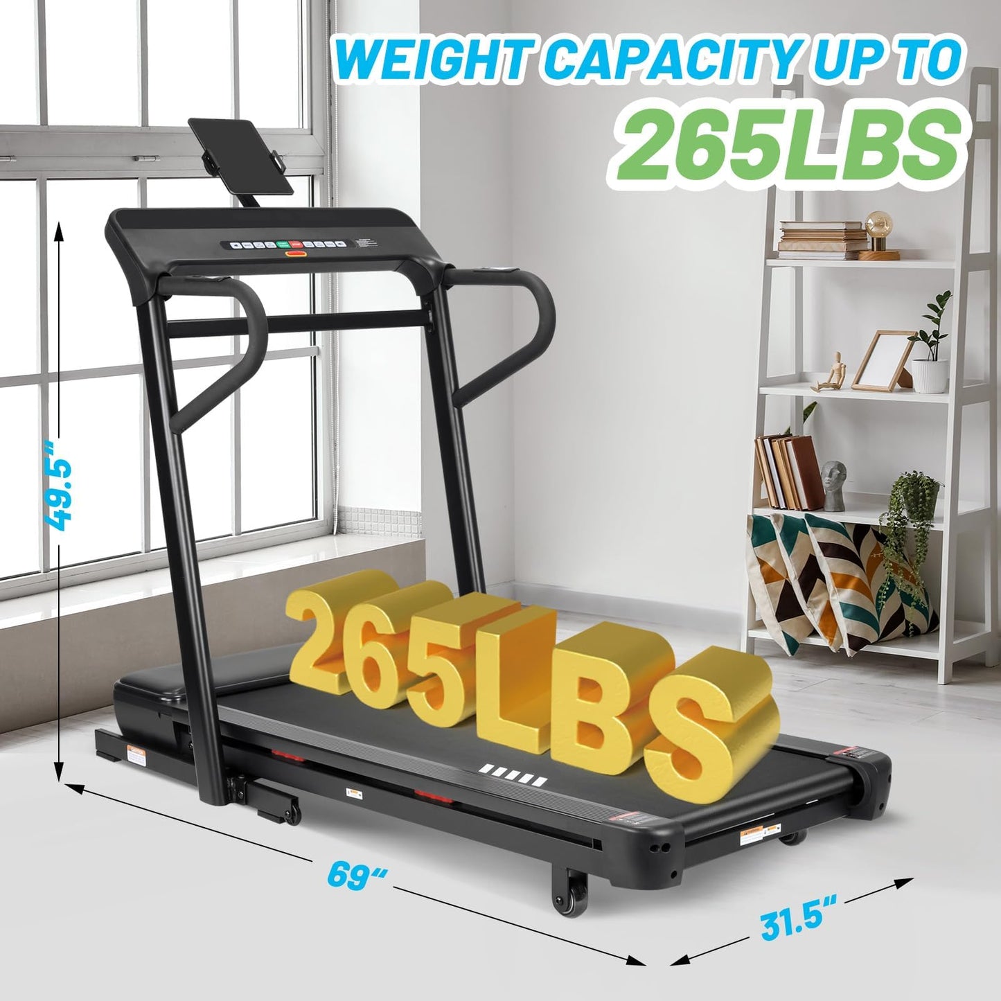 3.5HP Folding Treadmill for Home, 350 Lbs Capacity, Compact Space Saving Design, with -3% to 15% Incline Downhill & Uphill, 1-12.4 MPH Speed, APP Connectivity for Home Fitness