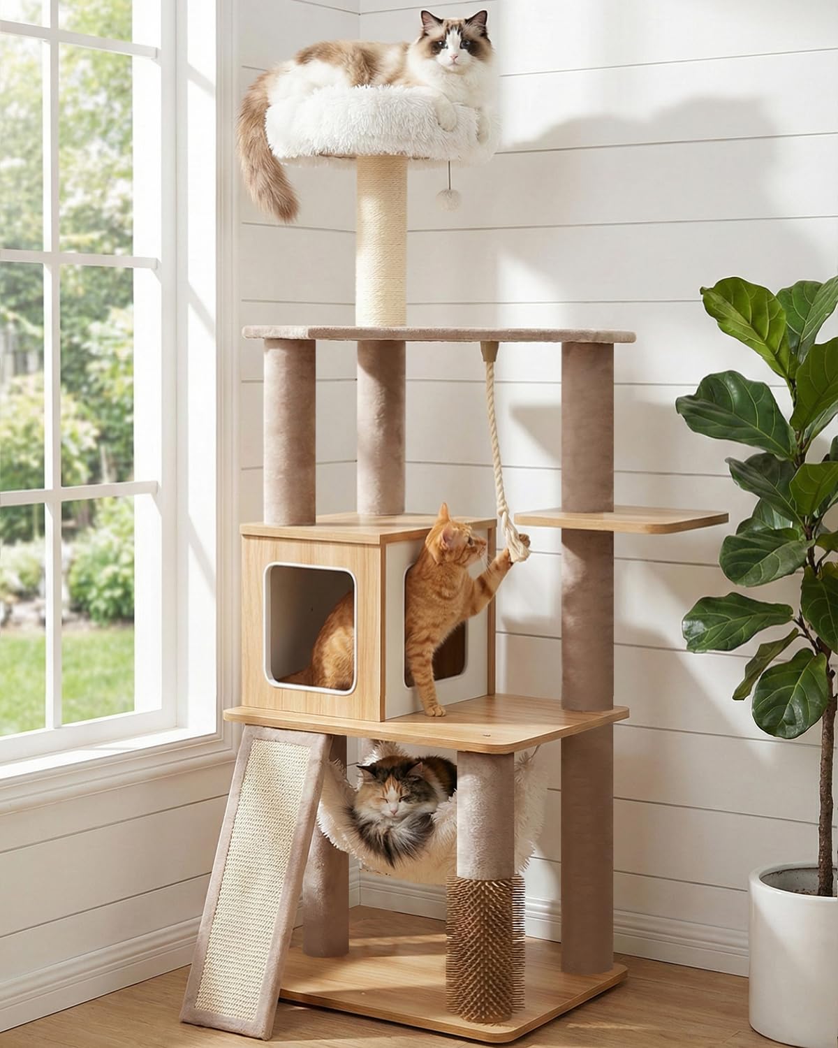 Purrlato Bundle-2 Items: 61" Cat Tree+ 63" Modern Cat Tree