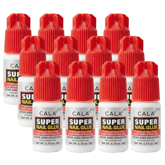 CALA Super Nail Glue – Professional Quick Dry Nail Glue Adhesive for False Nails, Tips & Art Accessories – Salon Quality Strong Hold for Natural Nail Repair (Pack of 12)